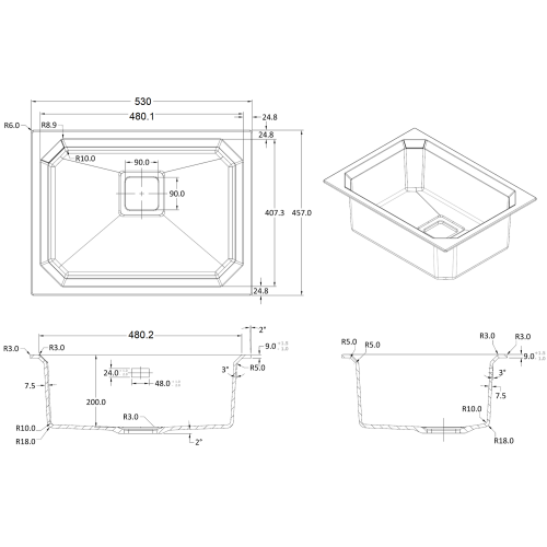 Гранітна мийка Crystal 53x46 Antracit - фото 3 Гранітна мийка Crystal 53x46 Antracit - фото 3