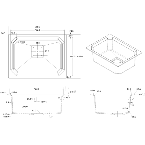 Гранітна мийка Crystal 61x46 Antracit - фото 3 Гранітна мийка Crystal 61x46 Antracit - фото 3