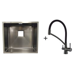 Мийка Quadro 44 Celldecor Nano Graphite + Змішувач FKM 3110 Black Steel