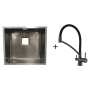 Мийка Quadro 44 Celldecor Nano Graphite + Змішувач FKM 3110 Black Steel