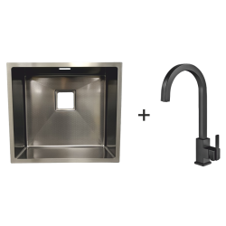 Мийка Quadro 44 Celldecor Nano Graphite + Змішувач FKM 71 Black Steel
