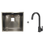 Мийка Quadro 44 Celldecor Nano Graphite + Змішувач FKM 71 Black Steel
