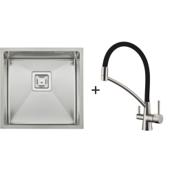 Мийка Quadro 44 Celldecor + Змішувач FKM 3110 Inox Black