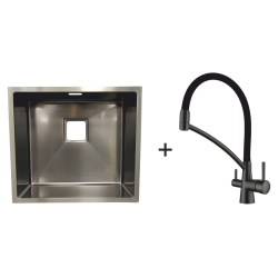 Мийка Quadro 49 Celldecor Nano Graphite + Змішувач FKM 3110 Black Steel Мийка Quadro 49 Celldecor Nano Graphite + Змішувач FKM 3110 Black Steel