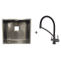 Мийка Quadro 49 Celldecor Nano Graphite + Змішувач FKM 3110 Black Steel