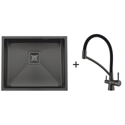 Мийка Quadro 53 Celldecor Nano Graphite + Змішувач FKM 3110 Black Steel Мийка Quadro 53 Celldecor Nano Graphite + Змішувач FKM 3110 Black Steel