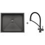 Мийка Quadro 53 Celldecor Nano Graphite + Змішувач FKM 3110 Black Steel