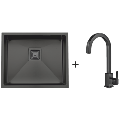 Мийка Quadro 53 Celldecor Nano Graphite + Змішувач FKM 71 Black Steel Мийка Quadro 53 Celldecor Nano Graphite + Змішувач FKM 71 Black Steel