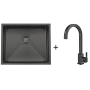 Мийка Quadro 53 Celldecor Nano Graphite + Змішувач FKM 71 Black Steel