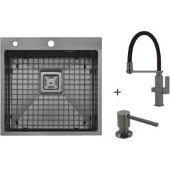 Мийка Top 56 Celldecor Nano Graphite + Змышувач FKM 3120 Black Steel + Дозатор FASD 41 Graphite Мийка Top 56 Celldecor Nano Graphite + Змышувач FKM 3120 Black Steel + Дозатор FASD 41 Graphite