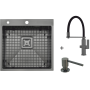 Мийка Top 56 Celldecor Nano Graphite + Змышувач FKM 3120 Black Steel + Дозатор FASD 41 Graphite