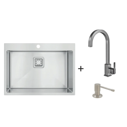 Мийка Top 65 Celldecor + Змішувач FKM 71 Inox + Дозатор FASD 25 Inox Мийка Top 65 Celldecor + Змішувач FKM 71 Inox + Дозатор FASD 25 Inox