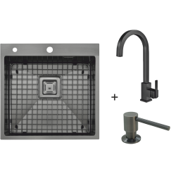 Мийки Top 56 Celldecor Nano Graphite + Змішувач FKM 71 Black Steel + Дозатор FASD 41 Graphite Мийки Top 56 Celldecor Nano Graphite + Змішувач FKM 71 Black Steel + Дозатор FASD 41 Graphite